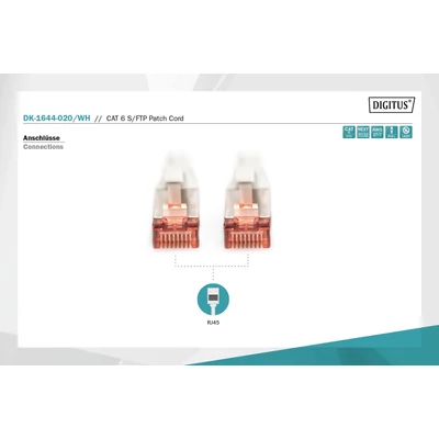 Kép 5/5 - Digitus CAT6 S-FTP patch kábel 2m fehér