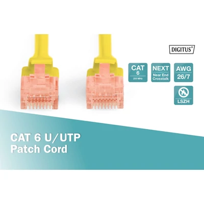 Kép 4/5 - Digitus CAT6 U-UTP patch kábel 0,25m sárga