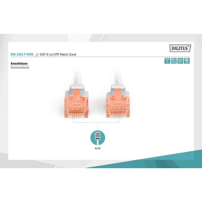 Kép 5/5 - Digitus CAT6 U-UTP patch kábel 0,5m szürke
