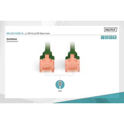 Kép 3/5 - Digitus CAT6 U-UTP patch kábel 0,5m zöld