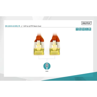 Kép 2/5 - Digitus CAT6A S-FTP patch kábel 0,5m piros