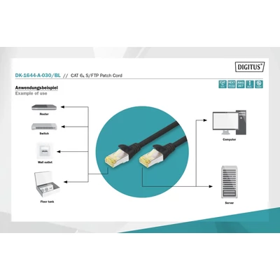 Kép 5/5 - Digitus CAT6A S-FTP patch kábel 3m fekete