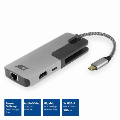 Kép 2/6 - ACT AC7042 USB-C 4K Multiport Dock