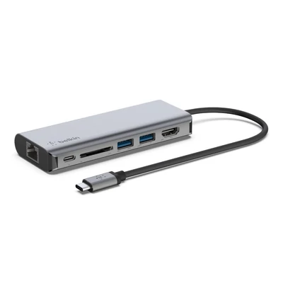 Belkin Connect USB-C 6-in-1 Multiport Adapter Gray