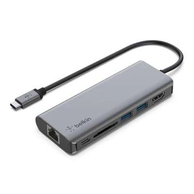 Kép 4/5 - Belkin Connect USB-C 6-in-1 Multiport Adapter Gray