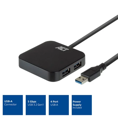Kép 6/6 - ACT AC6305 USB 3.2 4-Port Hub Black