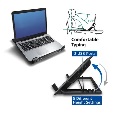 Kép 3/8 - ACT AC8110 17" Laptop Cooling Stand with 2-Port Hub Black