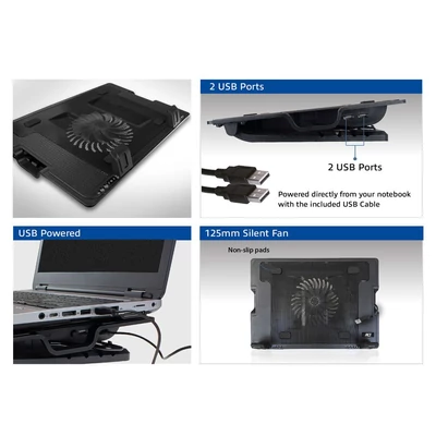 Kép 5/8 - ACT AC8110 17" Laptop Cooling Stand with 2-Port Hub Black