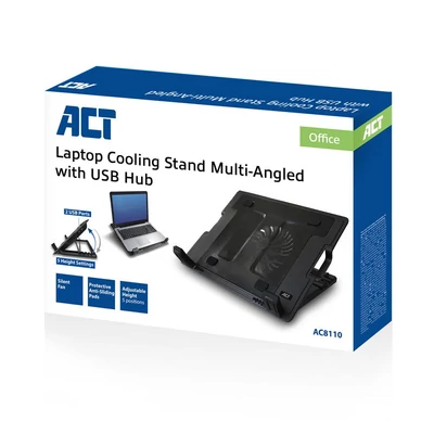 Kép 8/8 - ACT AC8110 17" Laptop Cooling Stand with 2-Port Hub Black