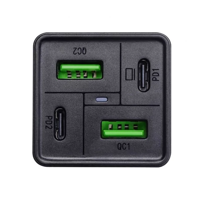 Kép 2/3 - Akyga AK-CH-17 USB töltő 2x USB-A + 2x USB-C PD 5-20V / max 3.25A 65W Quick Charge Black