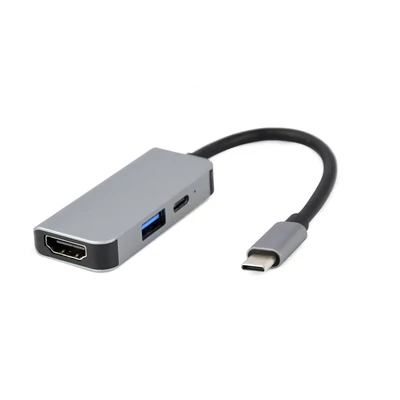 Gembird A-CM-COMBO3-02 USB Type-C 3-in-1 Multi-Port Adapter Silver