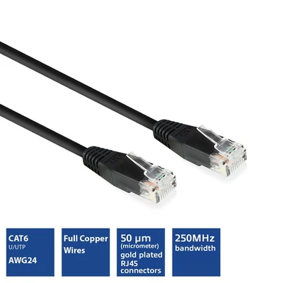 Kép 2/4 - ACT CAT6 U-UTP patch kábel 10m fekete
