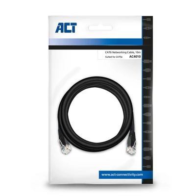 Kép 4/4 - ACT CAT6 U-UTP patch kábel 10m fekete