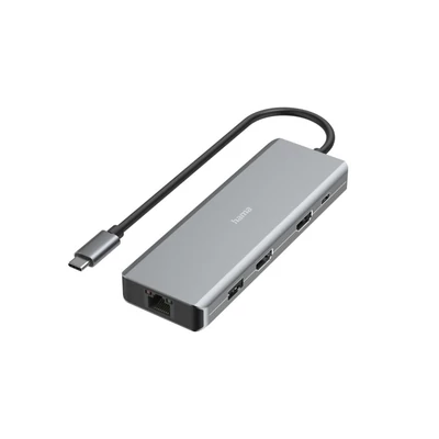 Hama FIC USB 3.1 TYPE-C,9IN1 DOKK. ADAPTER(4xUSB3.1, 2xHDMI, LAN, USB-C, PD) Grey