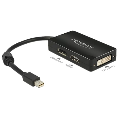 DeLock mini Displayport 1.1 male > Displayport / HDMI / DVI-D (Dual Link) female Passive Adapter Bla