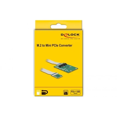 Kép 4/4 - DeLock Converter M.2 Key A+E male > 1x Mini PCIe Slot half size / full size with flexible cable