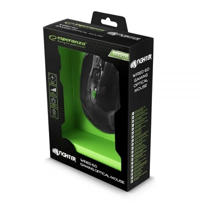 Kép 4/4 - Esperanza MX205 Fighter Gamer mouse Black/Green