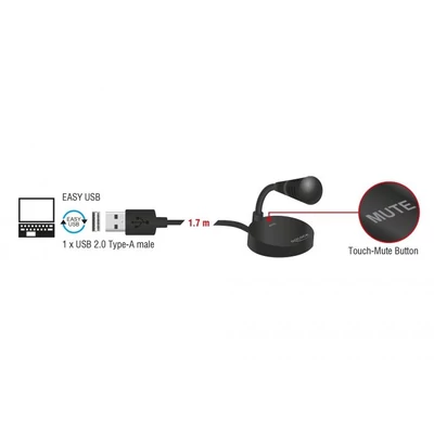 Kép 2/4 - DeLock USB Microphone with base and Touch-Mute Button