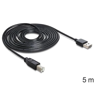 Kép 2/4 - DeLock EASY-USB 2.0 Type-A male > USB 2.0 Type-B male 5m Black Cable