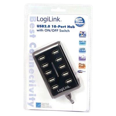 Kép 2/3 - Logilink UA0125 USB2.0 Hub 10-Port with On/Off Switch