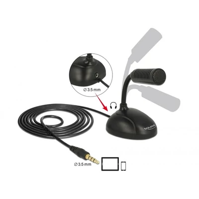 Kép 3/5 - DeLock Condenser Microphone Omni-Directional for Smartphone / Tablet with gooseneck 3.5 mm 4 pin ste