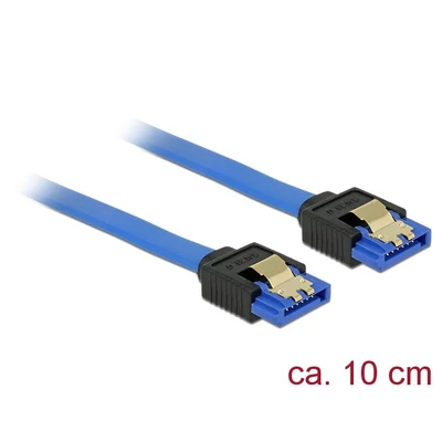 DeLock SATA 6 Gb/s receptacle straight > SATA receptacle straight 10 cm blue with gold clips cable