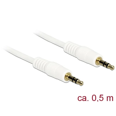 DeLock Stereo Jack Cable 3.5mm 3 pin male > male 0,5m White