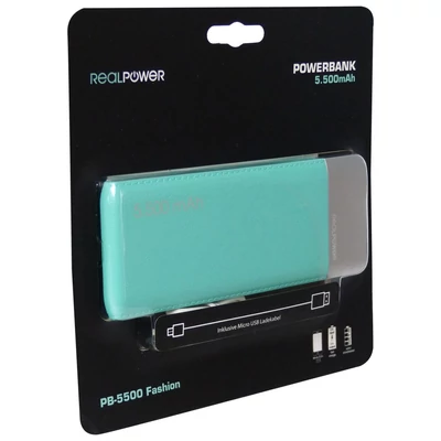 Kép 4/4 - Realpower PB-5500 Fashion 5500mAh PowerBank Lake Blue