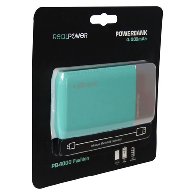 Kép 4/4 - Realpower PB-4000 Fashion 4000mAh PowerBank Lake Blue