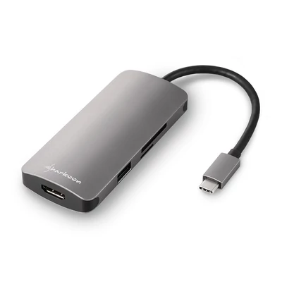 Kép 2/2 - Sharkoon USB3.0 Type C Multiport Adapter Dark Grey