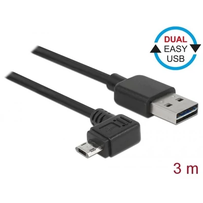 DeLock EASY-USB 2.0 Type-A male > EASY-USB 2.0 Type Micro-B male angled left/right 3m Black