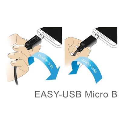 Kép 5/6 - DeLock EASY-USB 2.0 Type-A male > EASY-USB 2.0 Type Micro-B male angled left/right 3m Black