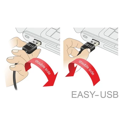 Kép 6/6 - DeLock EASY-USB 2.0 Type-A male > EASY-USB 2.0 Type Micro-B male angled left/right 3m Black