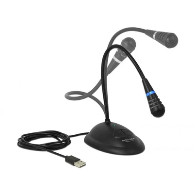 Kép 3/4 - DeLock USB Gooseneck Microphone with base and mute + on / off button Black