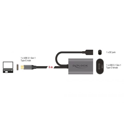 Kép 3/4 - DeLock Active USB 3.1 Gen 1 extension cable USB Type-C 5m Black