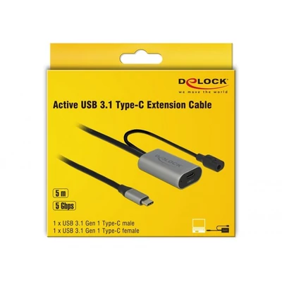 Kép 4/4 - DeLock Active USB 3.1 Gen 1 extension cable USB Type-C 5m Black