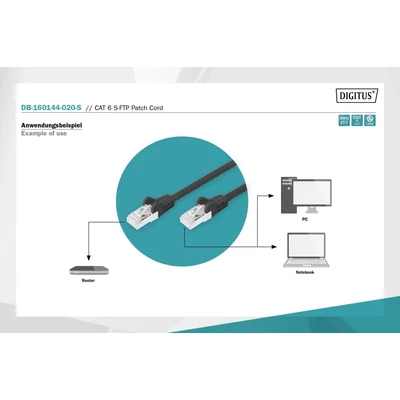 Kép 6/6 - Digitus CAT6 S-FTP patch kábel 2m fekete