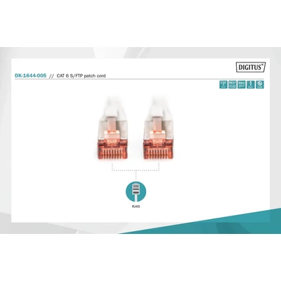 Kép 5/6 - Digitus CAT6 S-FTP patch kábel 0,5m szürke