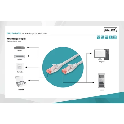 Kép 6/6 - Digitus CAT6 S-FTP patch kábel 0,5m szürke