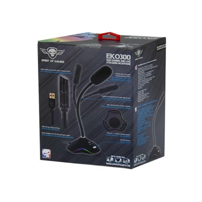 Kép 9/9 - Spirit Of Gamer EKO300 RGB USB microphone Black