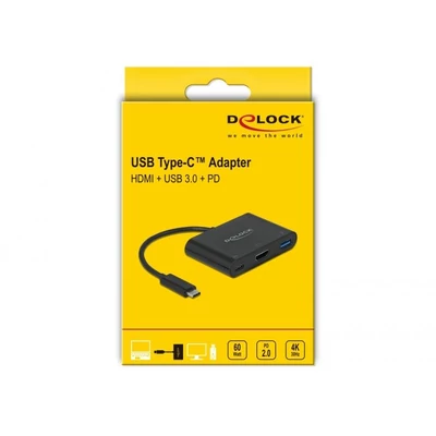 Kép 2/2 - DeLock USB Type-C Adapter to HDMI 4K 30 Hz with USB Type-A and USB Type-C PD