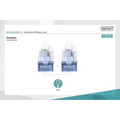 Kép 4/5 - Digitus CAT5e F-UTP patch kábel 0,5m szürke