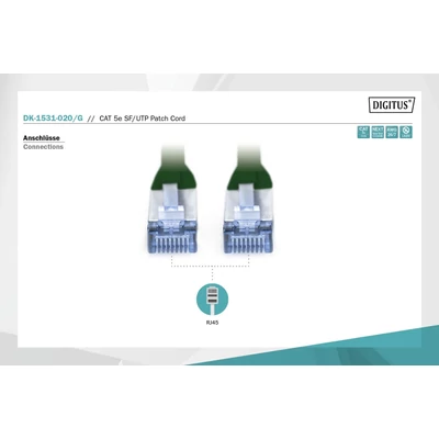 Kép 3/5 - Digitus CAT5e SF-UTP patch kábel 2m zöld