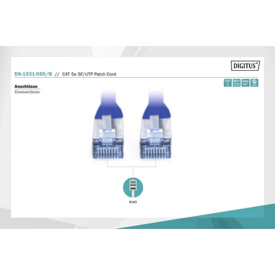 Kép 5/5 - Digitus CAT5e SF-UTP patch kábel 5m kék