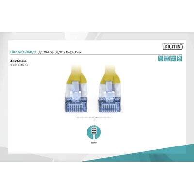 Kép 5/5 - Digitus CAT5e SF-UTP patch kábel 5m sárga
