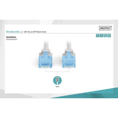 Kép 2/5 - Digitus CAT5e U-UTP patch kábel 1,5m szürke