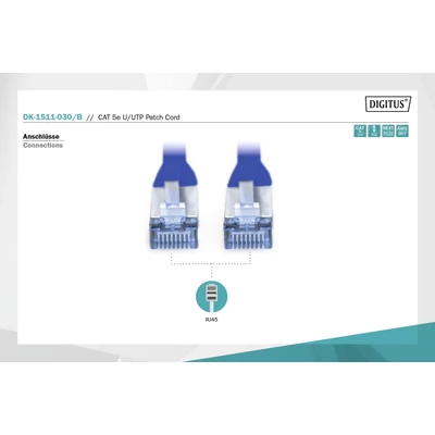 Kép 2/5 - Digitus CAT5e U-UTP patch kábel 3m kék