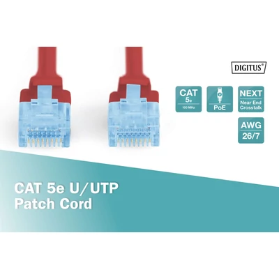 Kép 2/5 - Digitus CAT5e U-UTP patch kábel 3m piros