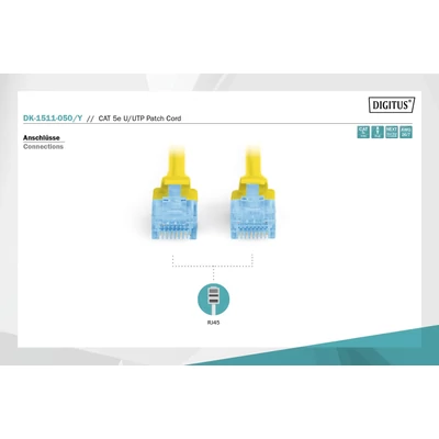Kép 4/5 - Digitus CAT5e U-UTP patch kábel 5m sárga