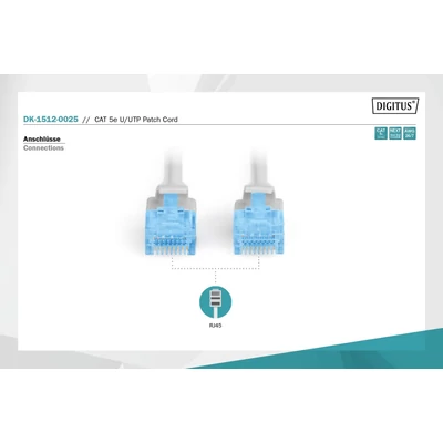 Kép 2/5 - Digitus CAT5e U-UTP patch kábel 0,25m szürke